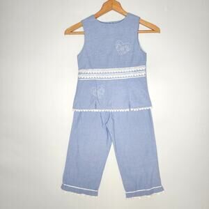 Lydia Jane Blue 2 Pc Summer Pants Top Set Girl's Size 8